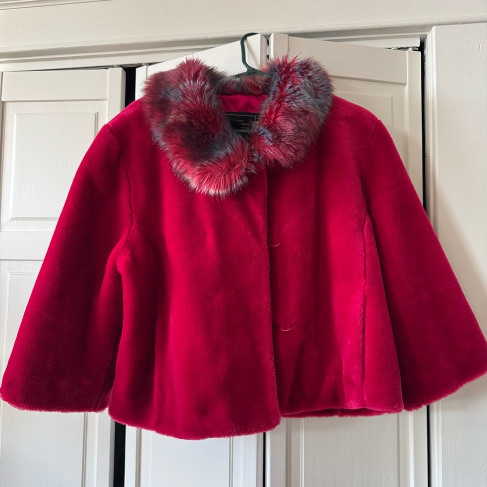 Terry Lewis Vintage Pink Coat with Plush Fur Collar